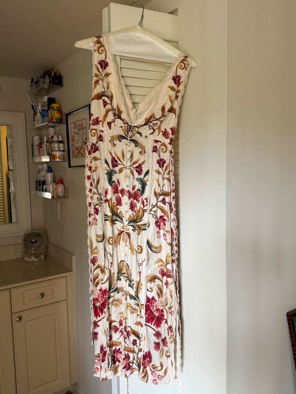Farm Rio Satin Slip Midi Dress